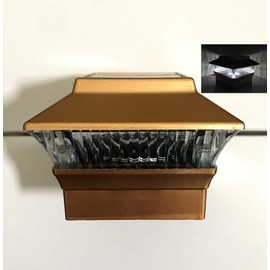 AFFORDABLE Outdoor Garden Set of 2/4/6/8/10/12 Pieces Solar Power Copper Finish Color Fence Post Cap Light with White LED for 4"X4" Vinyl/PVC/Wood Post (Set of 8 Lights)