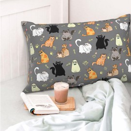 Cute Cat Pillow Cover 16"x24" Inch Bed Pillow Pillowcases with Hidden Zipper Lumbar Pillow Case Cushion Queen Size Standard Soft Breathable Rectangular Pillow Covers,for Sofa Couch Bed Decor 1