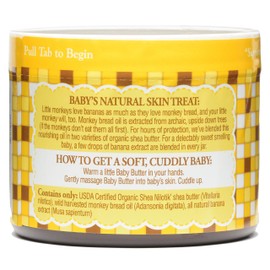 Shea Terra Organics Mama and Baby Collection | Bananas & Monkey Bread Baby Butter | Non Toxic All Natural Emollient with Baobab and Shea Butter for Cradle Cap, Rashes, Diaper Area and Dry Skin – 6oz