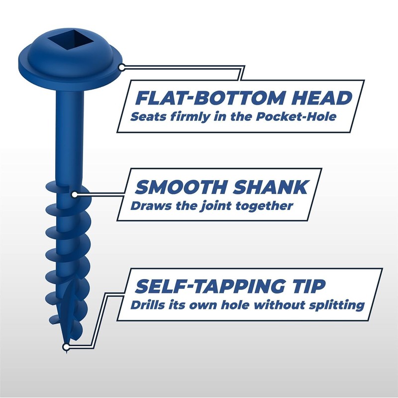 Kreg SML-C250B-50 Blue Kote Pocket Screws, 2 1/2-Inch, Coarse Thread,