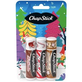 ChapStick Holiday Hot Chocolate, Candy Cane and Sugar Cookie Lip Balm, 0.15oz, 3 pack