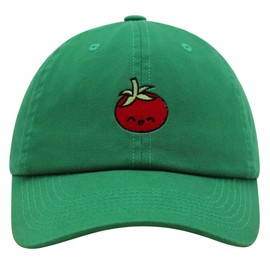 JPAK Tomato Premium Dad Hat Embroidered Cotton Baseball Cap Vegetable Vegan Kelly Green
