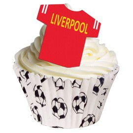 Holly Cupcakes 12 Edible Wafer Football Shirts - Liverpool, Red, Suitable for Occasions: Football Match, Type: Sports Events, Material: Wafer, Brand: Holly Cupcakes, Reusability: Disposable
