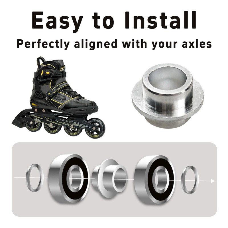 Runseaway 10Pcs Aluminum Inline Skate Bearing Spacers, Self-Centering Bushing for
