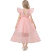 GELOMARI Satin Flower Girl Dress Girls A-Line Ruffle Sleeve Dresses