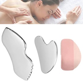 QISANKEE Stainless Steel Gua Sha Facial Tools,Body Lymphatic Drainage Massager, Metal Detail Gua Sha Stone, Guasha Tool for Face and Body Treatment,Guasha Face Sculpting Tool Skin Care