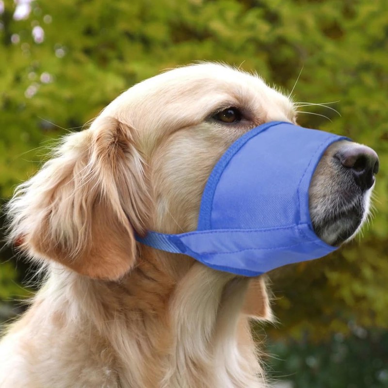 ACFELT Dog Muzzle, Soft Nylon, Breathable, Adjustable Loop, Blue, XL