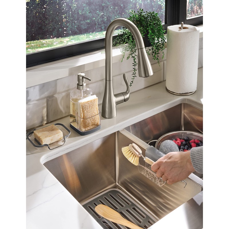 Spectrum Cora Kitchen Soap Dispenser with Sponge Holder for Kitchen