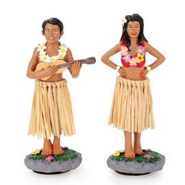 BCSmyer Hula Girl Dashboard Bobbleheads for Driver Hula Boy Dashboard Decorations Hula Dancer Dashboard Bobble Hula Girl Couple Mini Size 4.72" High（Couple） Gift Box Included