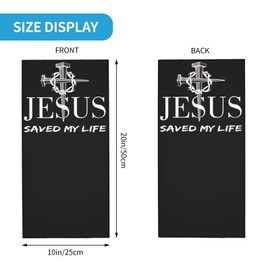 Jesus Christ Blessed Saved My Life White Neck Gaiter Face Cover Mask Bandana Gator Balaclava Tube Face Scarf Headband Outdoor Sport Mask Sun Protection for Men Women