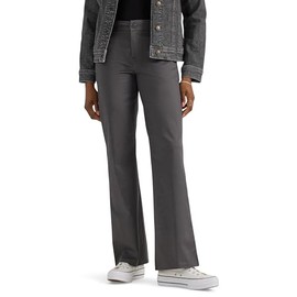 Lee Women's Wrinkle Free Mid Rise Bootcut Pant, Static Gray, 18 Long