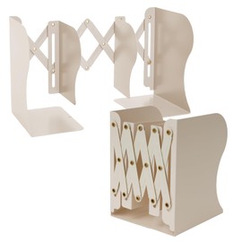 Sungran Bookend, Divider, Book Stand, Extendable, 3.9 - 16.9 inches (10 - 43 cm), Won't Fall, Compact, Tabletop Storage, Bookends, Stretchable, Adjustable, Magnet, Stylish, White, Black, Books