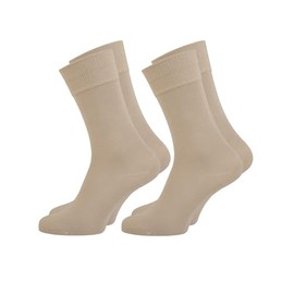 Nur Die Pack of 2 Bamboo Comfort Socks Men's Soft Comfort Band Bamboo Socks, Beige grey