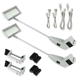 SUNLITOPTO Trade Show Lights LED Display and Exhibit Arm Lighting, Connectable Tradeshow Lights Included Clamps, Mounting Brackets, Power Cables, Connect Cables (2pcs Grey)