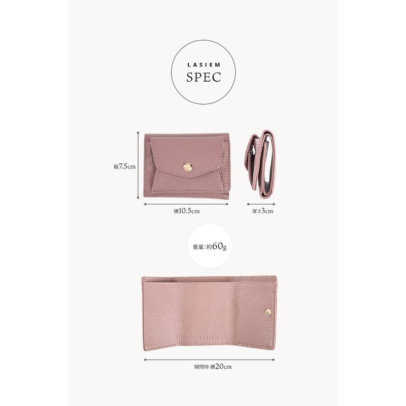 LASIEM Women's Mini Wallet, Trifold Wallet, Genuine Leather, Palm Size,