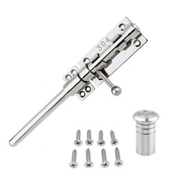 YAZREM Slide Bolt Gate Latch Thickened 304 Stainless Steel Latches Heavy Duty Safety Barrel Bolt Door Lock with Padlock Hole and Dust Canister for Wooden Fence, Yard Door, Barn Door, Shed Door