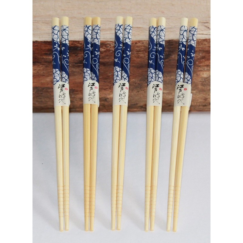 AAF Nommel® No. 022 Bamboo Chopsticks 5 Pairs Beige Blue