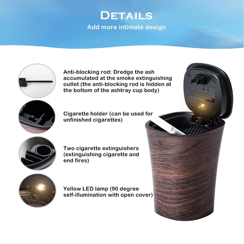 eing Car Ashtray Smokeless Vehicle Cigar Portable Ashtray Cup Holder