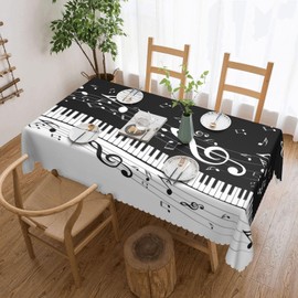 Reaocly - Mantel rectangular para llaves de piano y notas, mantel reutilizable, para fiestas, picnic, cena, decoración de 54 x 72 pulgadas