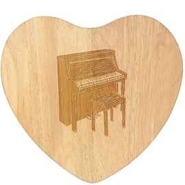 'Piano and Chair' Wooden Heart Shaped Chopping/Cutting Board (WB00084261)