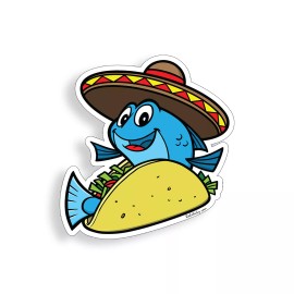 Real Sticky Fish Taco Sticker Fishing Boat Cooler Cup Laptop Vehicle Car Window Bumper Decal