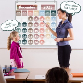 Monthly Calendar Pocket Chart for Classroom with 88 Cards, Printed Days of The Week and Reusable, Learning for Home or Kindergarten, Teacher Must Have Supplies That Fits Any School Décor(White)