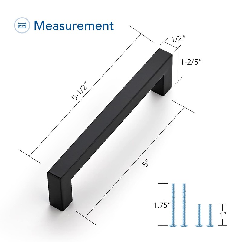Ravinte 25 Pack Square Cabinet Pulls 5 Inch Black Kitchen