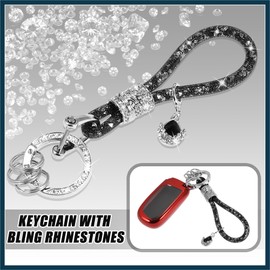 TUCKBOLD Car Faux Crystal Keychain Ring Key with Bling Rhinestones Black Automotive Parts