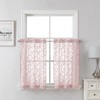 Lecloud Leia Jacquard Textured Blush Sheer Kitchen Curtains 36 Inch