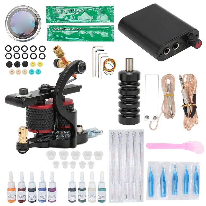 10 Wraps Tattoo Coil Machine Set Mini Tattoo Power Supply