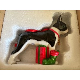 DNC Boston Terrier Porcelain Christmas Ornament NIB