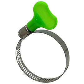 Stainless Steel Butterfly Hose Clamps with Turn Key - Adjustable Size: 15mm-44mm diameter (5/8" - 1 3/4") Band Width: 8mm (Lime Green)