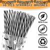 Reusable 30 Black White Striped Straws for Graduation Party,Halloween Favor