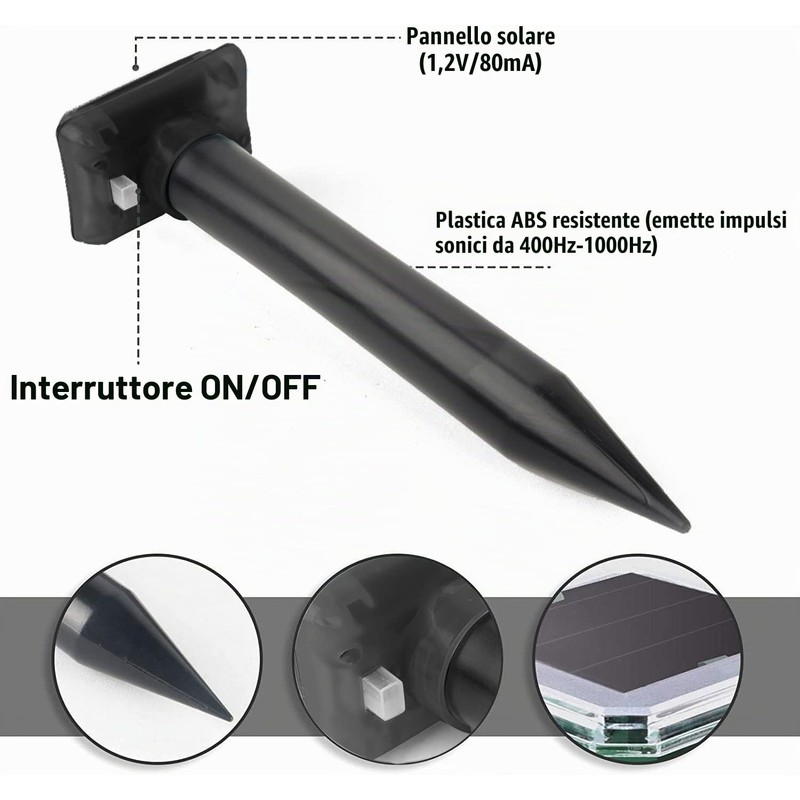 Repellente Solare per Talpe, Repellente per Serpenti Talpa, Gopher e
