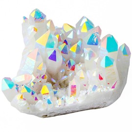 Shanxing Angel Aura Crystal Titanium Coated Cluster Specimen,Healing Reiki Energy Natural Gemstone Figurine Home Decor 3.5"-4"