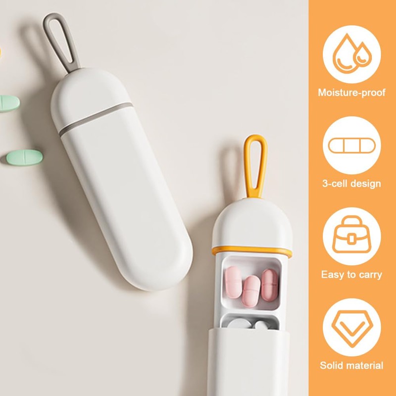 2 Pcs Pill Box, Tablet Organiser, Silicon Sealing Waterproof Pill