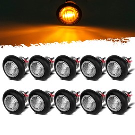 Partsam 10 Pcs 3/4 Inch Amber Round LED Lights, DOT Certified Turn Signal/Running/Clearance & Side Lights - 3SMD LED Dual Brightness (High/Low) for Truck trailer RV etc.