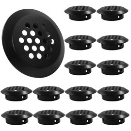 Aracombie 15Pcs Soffit Air Vents Round Vent, 29mm/1.1" Black Stainless Steel Air Vent, Mesh Hole Louver for Kitchen, Bathroom, Cabinet, Wardrobe, Shoe Cabinets, Sundry Cabinets and Honey Bee Hive Box