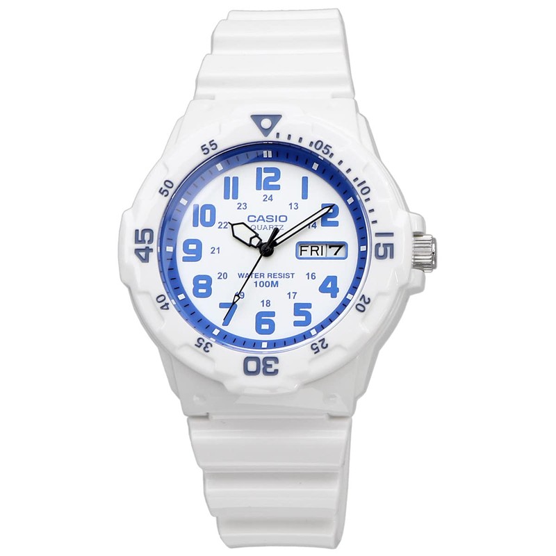 Casio MRW-200 Men's Standard Quartz Watch, Gloss White x Blue