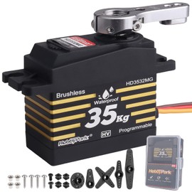 HobbyPark Waterproof 35KG High Torque Servo Motor Metal Gear Digital Standard Servo for 1/8 1/10 1/12 RC Crawler RC Truck RC Car Basher Bashing Robot DIY Control Angle 180° (Brushless Motor)