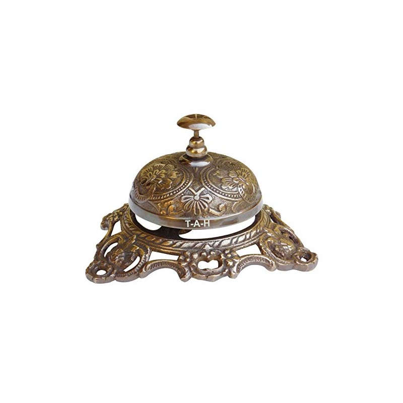 Antique Ornate Solid Brass Hotel Counter Bell Service Desk Bell