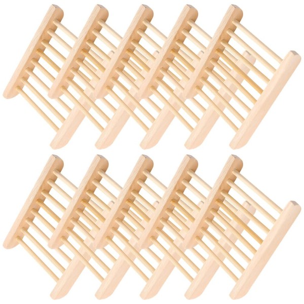 MAGICLULU 10pcs Wooden Draining Soap Dish Wooden Soap Case Self