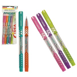 HAUSER Idea 5 x 0.7mm Tip BLUE Ballpoint Pens Smooth Writing Ink Comfort Grip