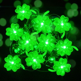 Aogist St. Patrick 's Day Clover String Lights, 16 ft 50 LED Green Shamrock Fairy Light for Saint Patrick’s Day Decor, Lucky Irish Decals Party Ornaments, Irish Party Supplies