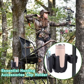 Vodolo Hunting Accessories,Tree Stand Cup Holder for Deer Duck Turkey Hunting,Hunting Gear Gifts for Men,Tethered Saddle Hunting Platform System Kit Hunting Ground Blind Swivel Chair Equipment (1PCS)