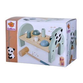 Eichhorn - Klopfbank mit 4 Klopfstiften und 2 Kugeln, inkl. Hammer, 8 teilig, 23x12,5x14,5 cm groß, aus Birkenholz, ab 1 Jahr