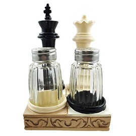 King & Queen Chess Checkmate Checkered Set Salt Pepper Shaker Holder Figurine for Board Game Lovers Chess Geniuses