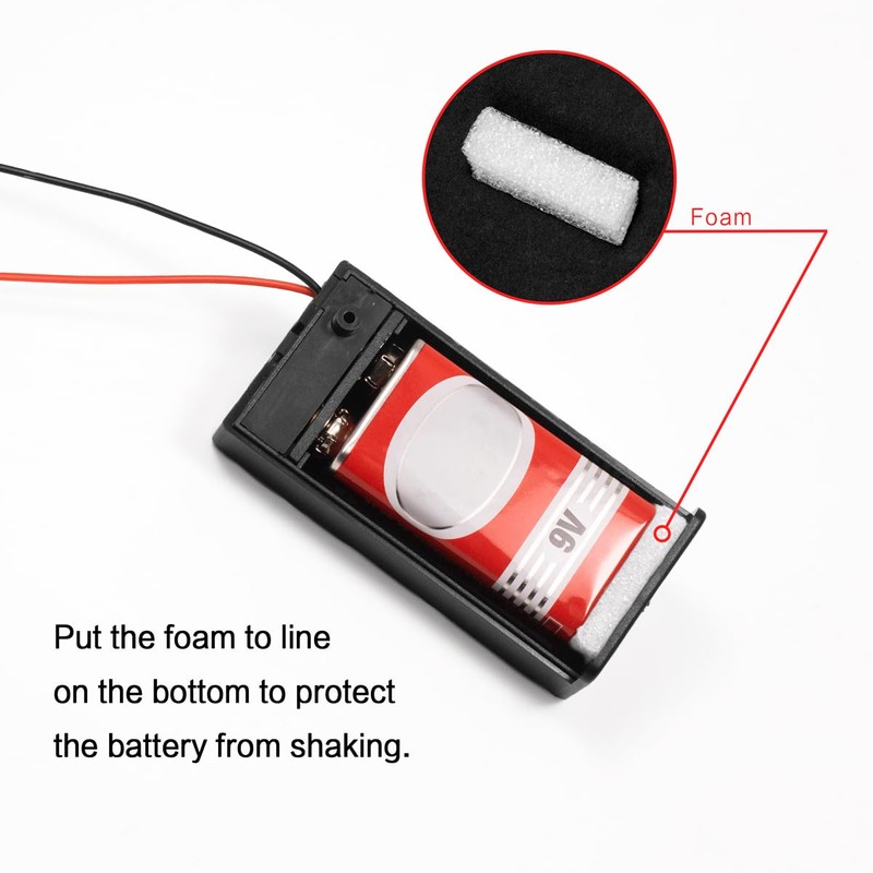 LampVPath (Pack of 2 9v Battery Holder, 9 Volt Battery