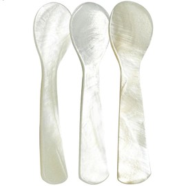 FANQIEW Caviar Spoon 3 pcs Mother of Pearl Spoons 3.5 Inch Shell Spoon for Caviar Ice Cream Sauces Dishwasher Safe
