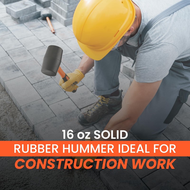 16oz Rubber Mallet Hammer Set with 35mm Double Faced Soft